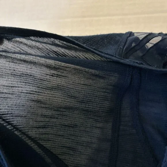 Free People Top blue pullover burnout shirt size Small navy blue semi sheer - Picture 7 of 7